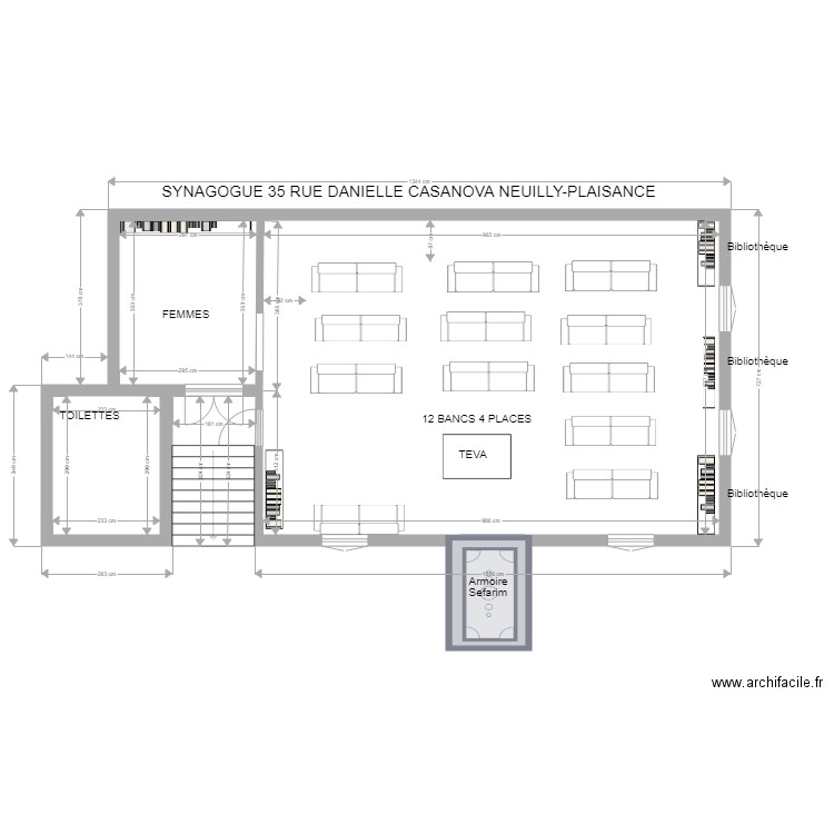 SYNAGOGUE VERSION BANCS. Plan de 3 pièces et 84 m2