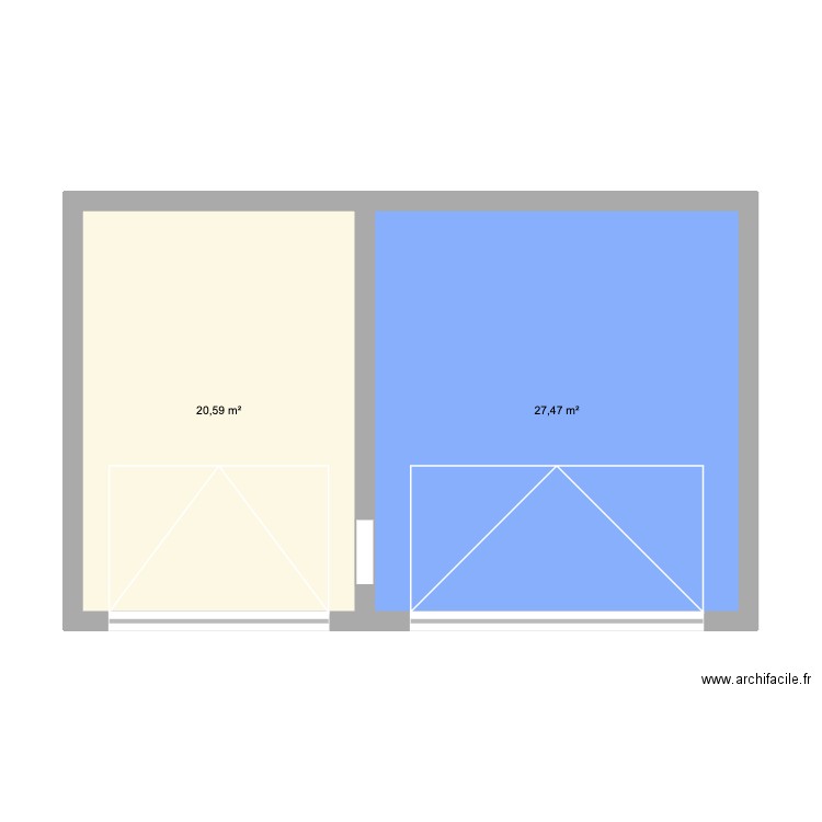 Garages. Plan de 2 pièces et 48 m2
