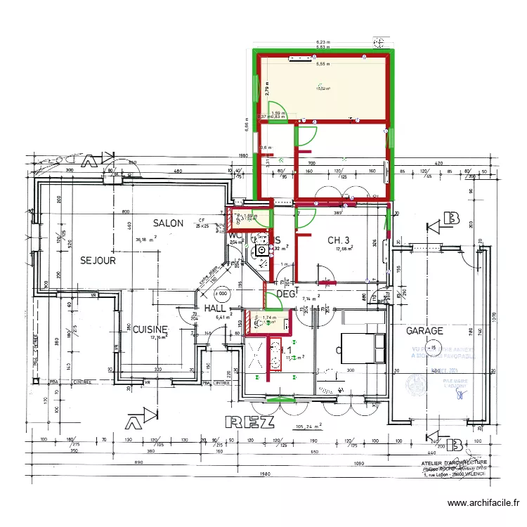 PlanMaison+Extension. Plan de 3  et 19 m²