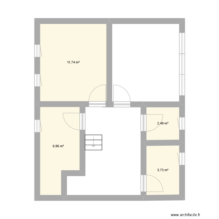 etage. Plan de 4 pièces et 25 m2
