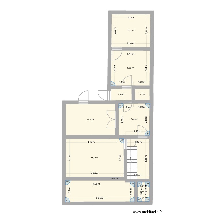 Marie Thérèse. Plan de 9 pièces et 68 m2