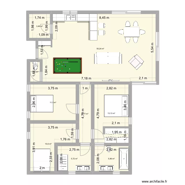 Projet 2. Plan de 9  et 106 m²