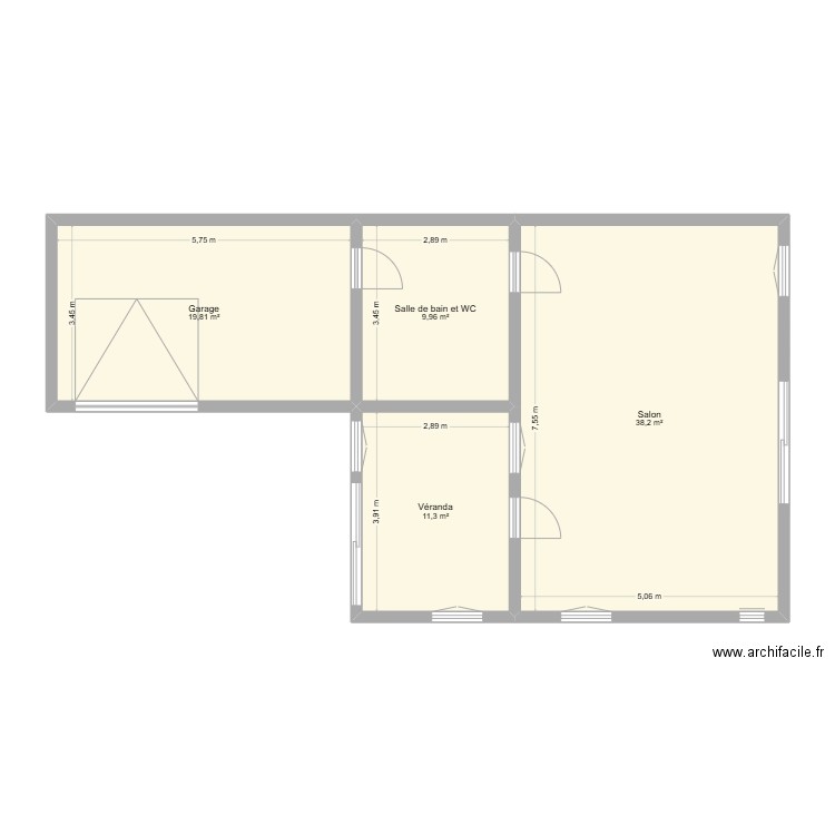 brailly. Plan de 4 pièces et 79 m2