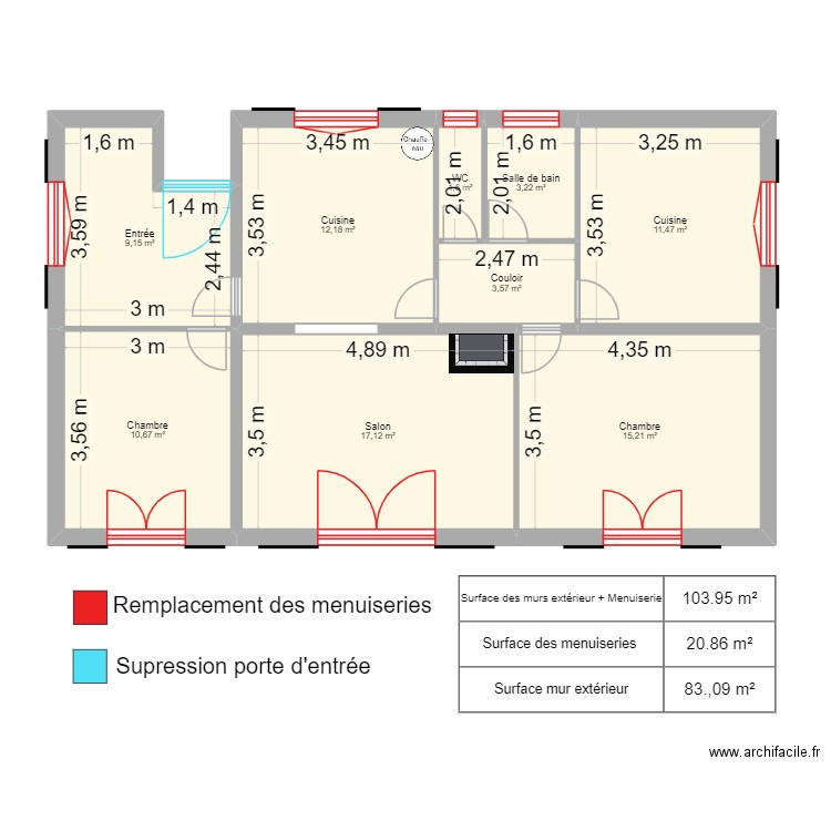 boyé. Plan de 9 pièces et 84 m2