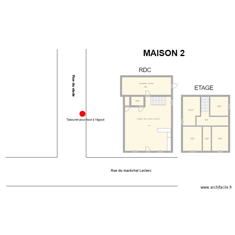 maison 1. Plan de 9 pièces et 176 m2