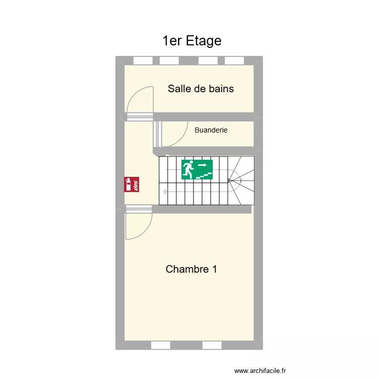 3. 1er etage Relance. Plan de 3  et 30 m²