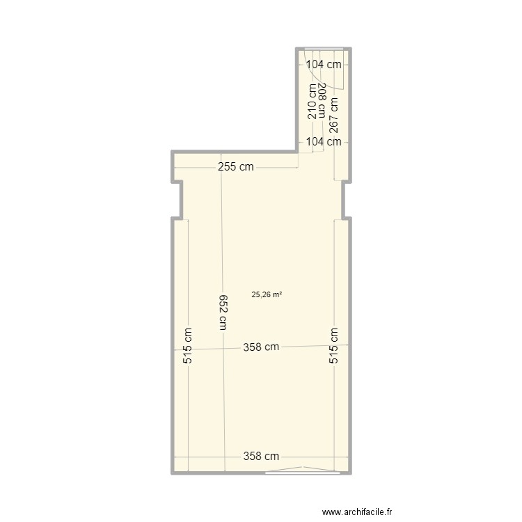 bureau PDL. Plan de 1 pièce et 25 m2