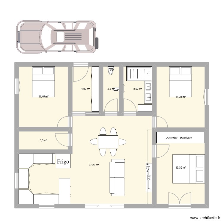 maison 2025. Plan de 8 pièces et 89 m2