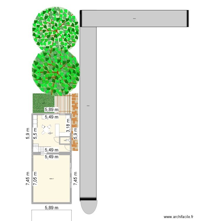 garage et extention Pouldergat. Plan de 3 pièces et 68 m2