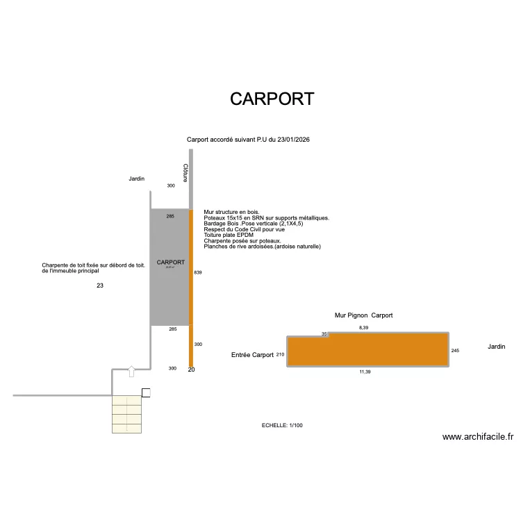 carport. Plan de 2 pièces et 52 m² carport. Plan de 2 pièces et 52 m²
