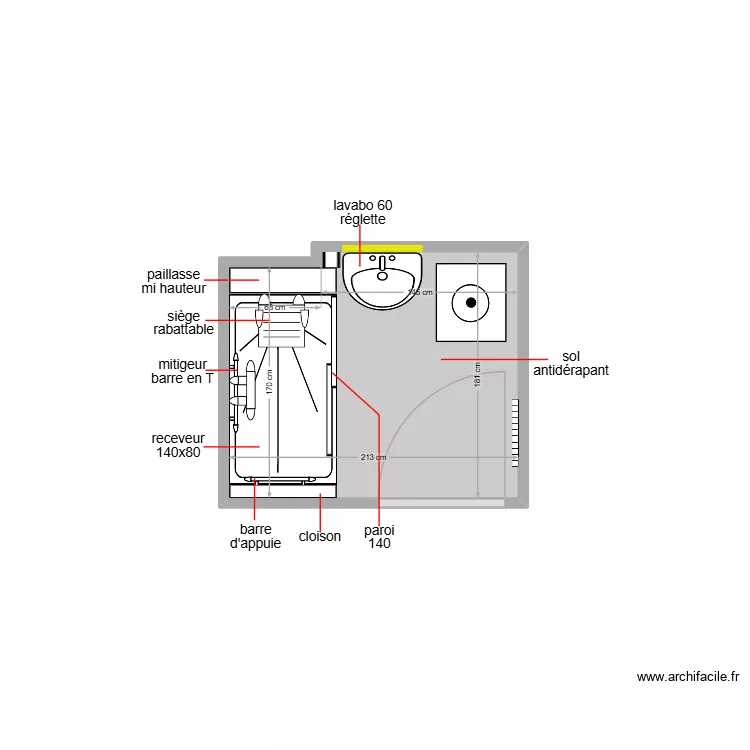 bidgood. Plan de 1  et 4 m²
