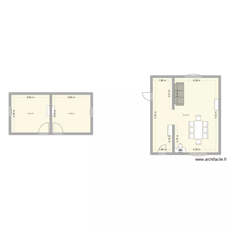Plan maison rapport de stage. Plan de 3 Pièces et 76 m²