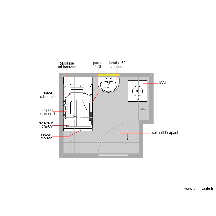 Abboude. Plan de 1 pièce et 5 m2