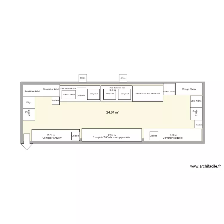 Crispy Chicken - MJF 2026. Plan de 1  et 25 m²