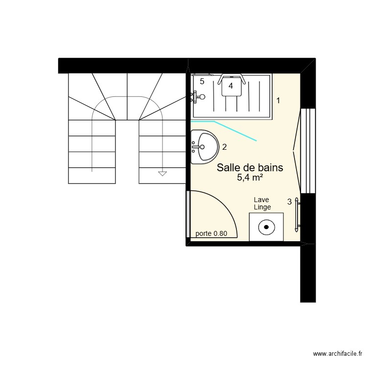 Guillaume Ligueil Proposition Soliha. Plan de 1 pièce et 5 m2