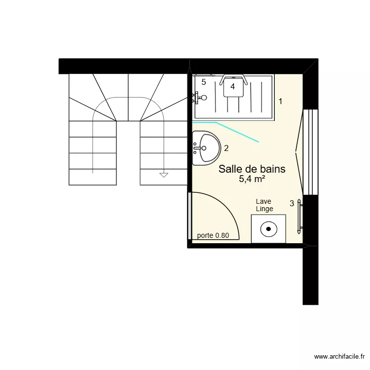 Guillaume Ligueil Proposition Soliha. Plan de 1 pièce et 5 m²
