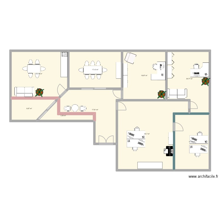 Minesota. Plan de 9 pièces et 162 m2