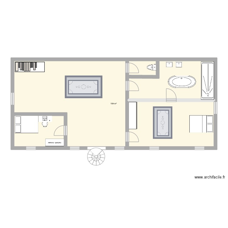 etage_bourdo 2. Plan de 1 pièce et 104 m2