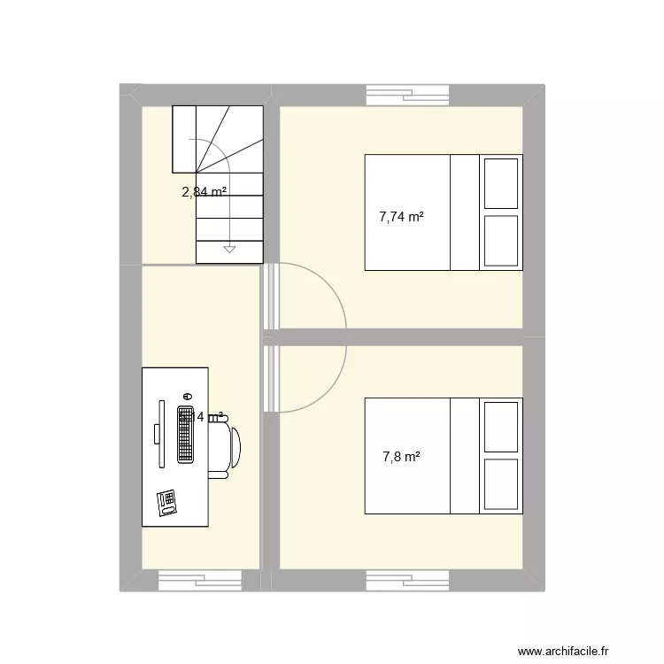 SEVAYE ETAGE. Plan de 4  et 24 m²