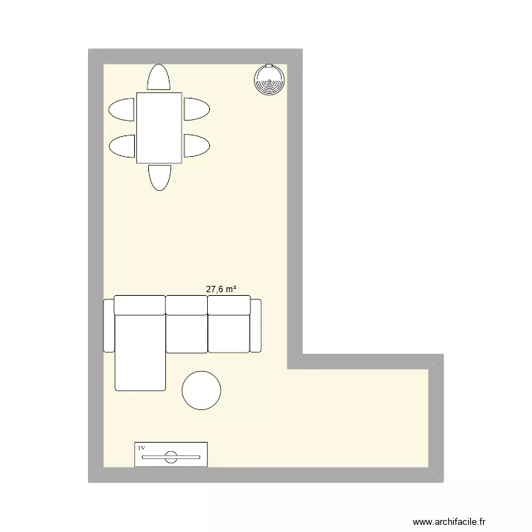 Espace de vie 3. Plan de 1  et 28 m²