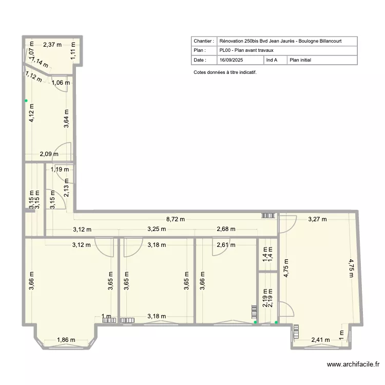 Renovation Boulogne - avant travaux. Plan de 0 pièce et 0 m2