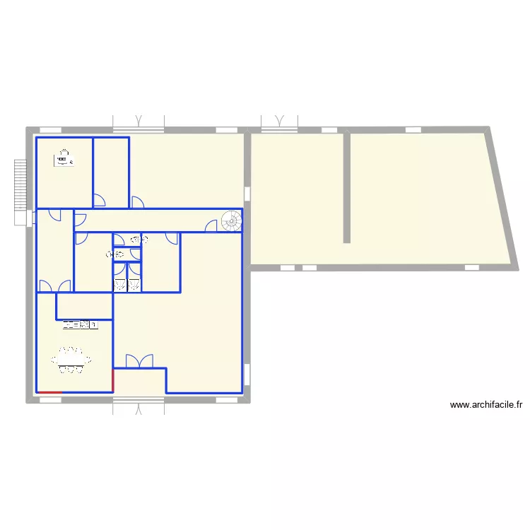 plan &eacute;tage GAEC la Moulde sanitaire et lave mains. Plan de 