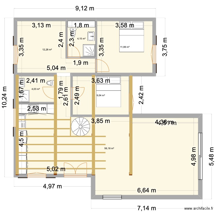 montcel 2. Plan de 6 pièces et 98 m2
