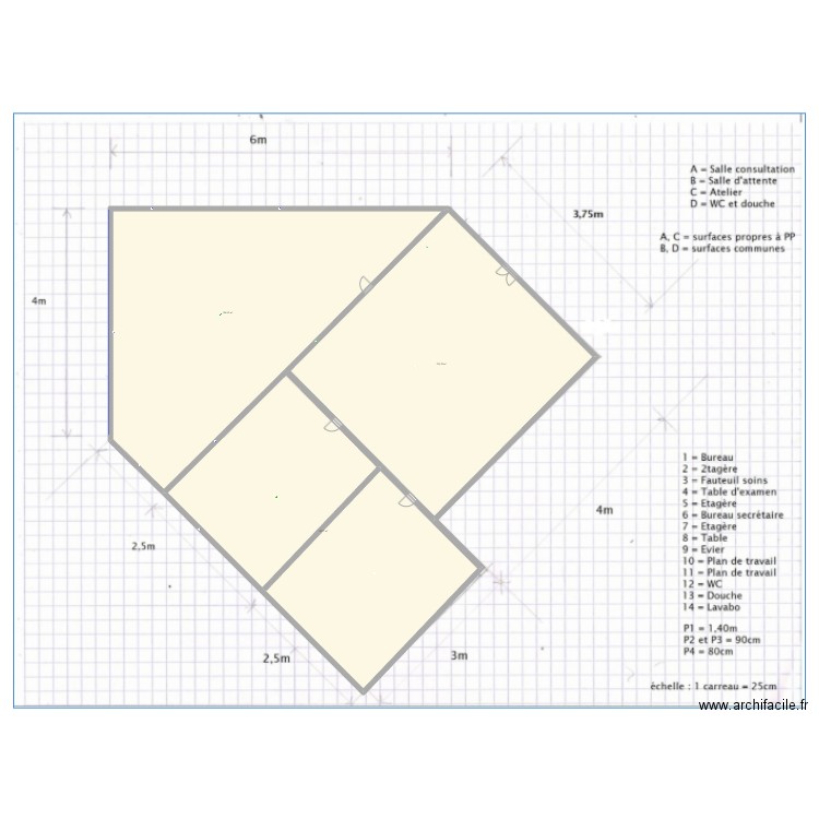 plan du cabinet d'installation. Plan de 3 pièces et 783 m2
