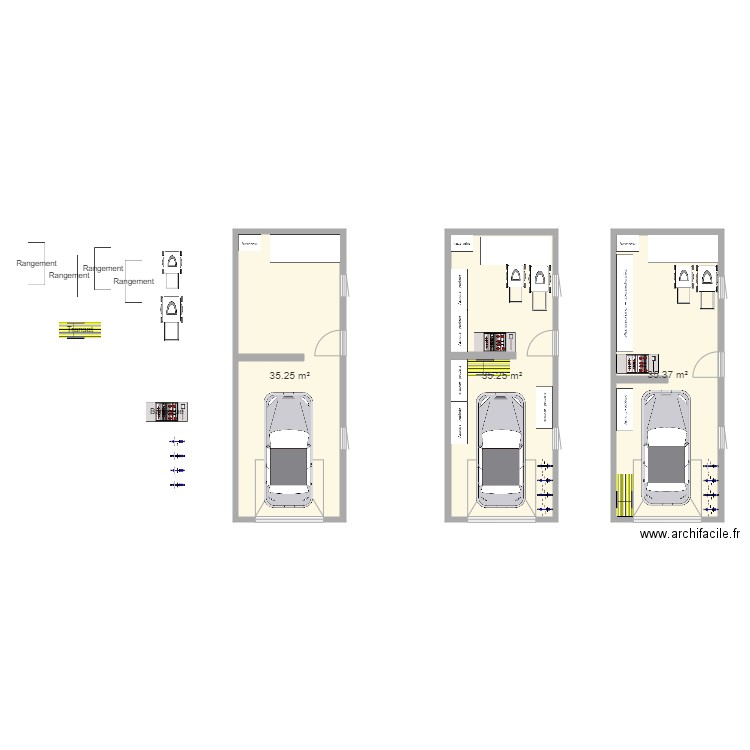 GARAGE. Plan de 3 pièces et 106 m2