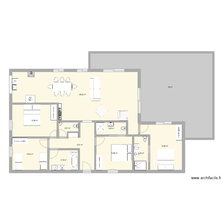 Maison. Plan de 11 pièces et 176 m2