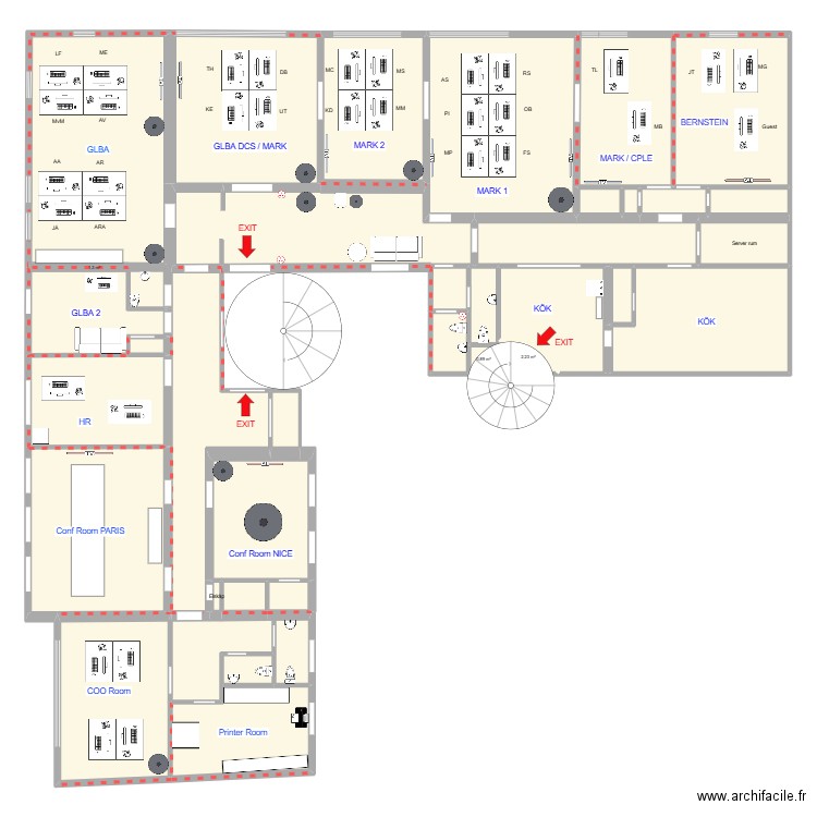 New location _B8_v12. Plan de 37 pièces et 407 m2