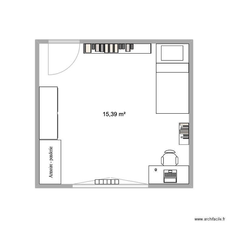 Chambre enfant - Chambourcy. Plan de 1 pièce et 15 m2