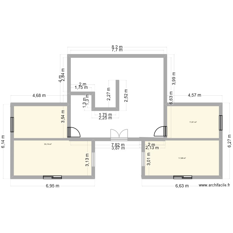 plan maison compagne. Plan de 3 pièces et 60 m2