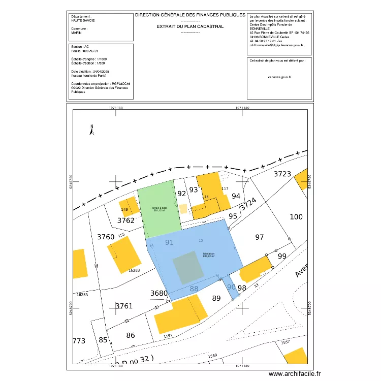 division MArin Martigniere. Plan de 