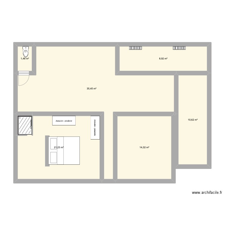 AAA. Plan de 6 pièces et 92 m2