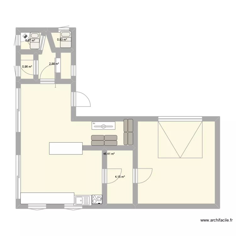 maison leo. Plan de 6 Pièces et 56 m² maison leo. Plan de 6 Pièces et 56 m²