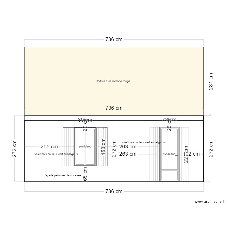 facade sud ouest. Plan de 0 pièce et 0 m2