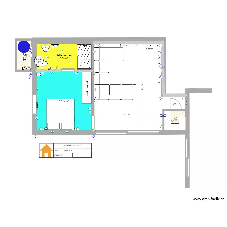 Chez les gosses. Plan de 4  et 22 m²