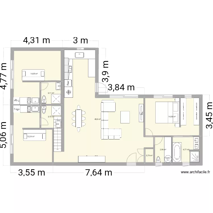 Maison rdc. Plan de 