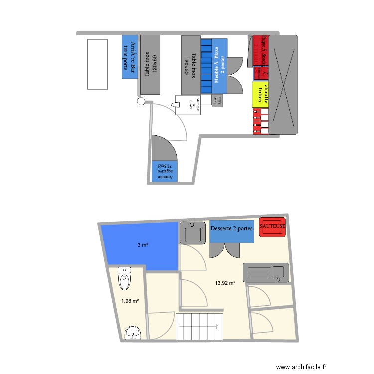 BEAU. Plan de 3 pièces et 19 m2