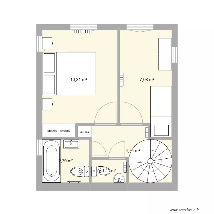 La grangette bas. Plan de 5  et 26 m²