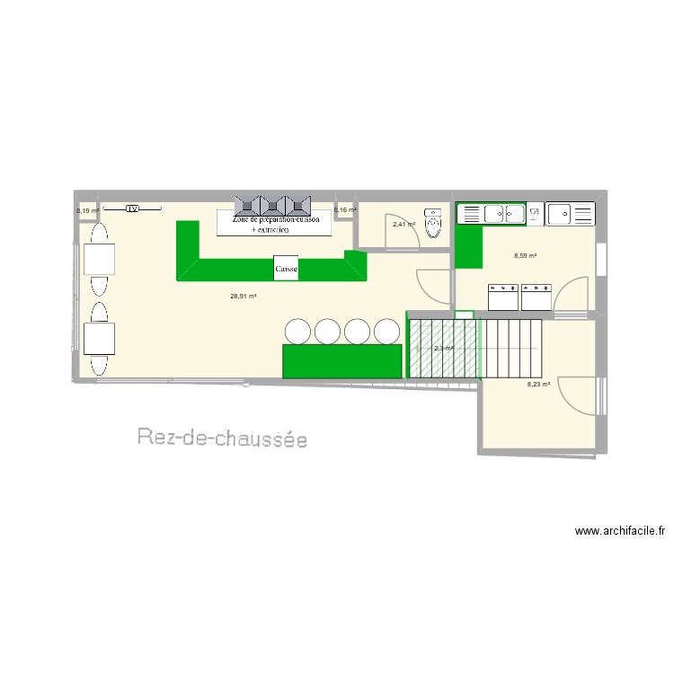 Travaux Local. Plan de 7 pièces et 51 m2