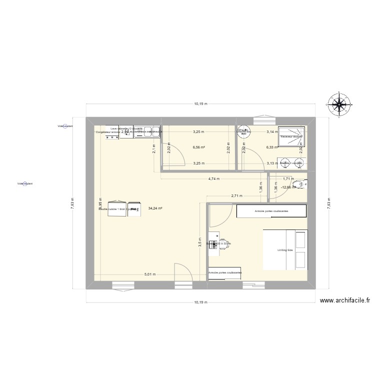 maison 1 chambre 70M2 bis. Plan de 4 pièces et 49 m2