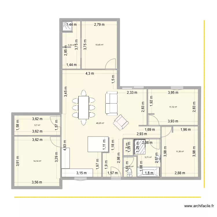plan 2. Plan de 9  et 114 m²