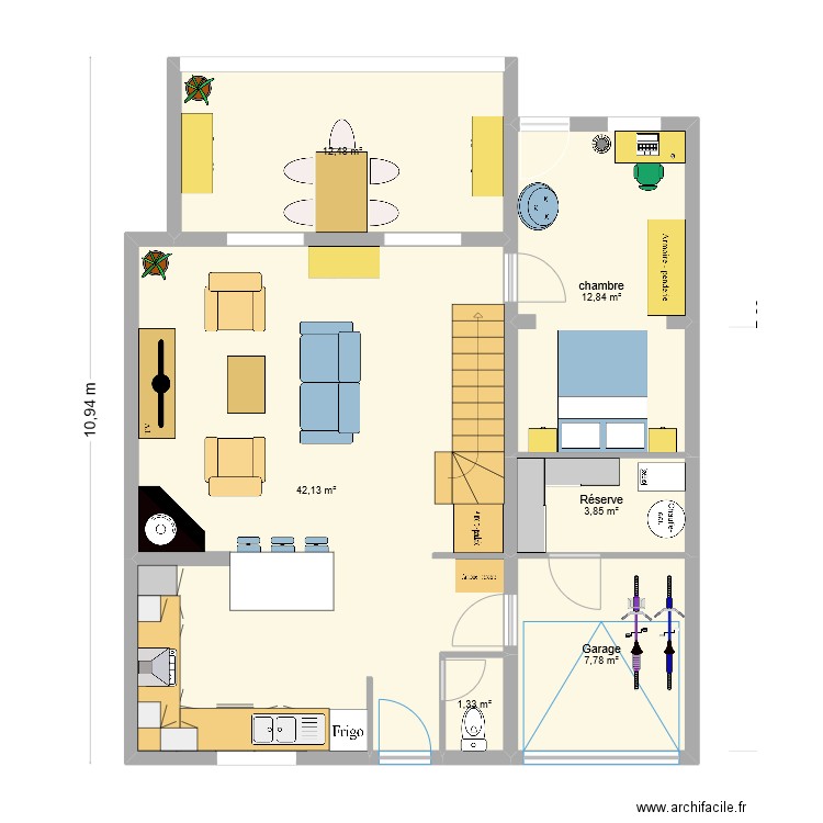 Céline rdc 2. Plan de 6 pièces et 80 m2