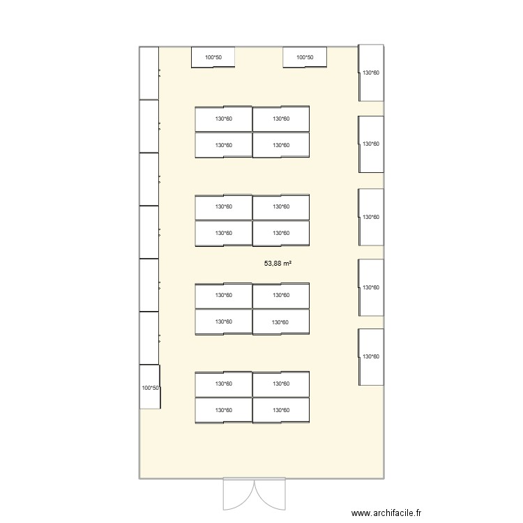D2 CNH. Plan de 1 pièce et 54 m2