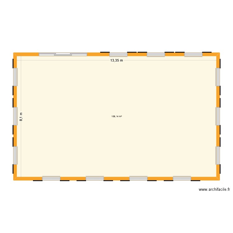 LS -salle Yoga-v1. Plan de 1 pièce et 108 m2