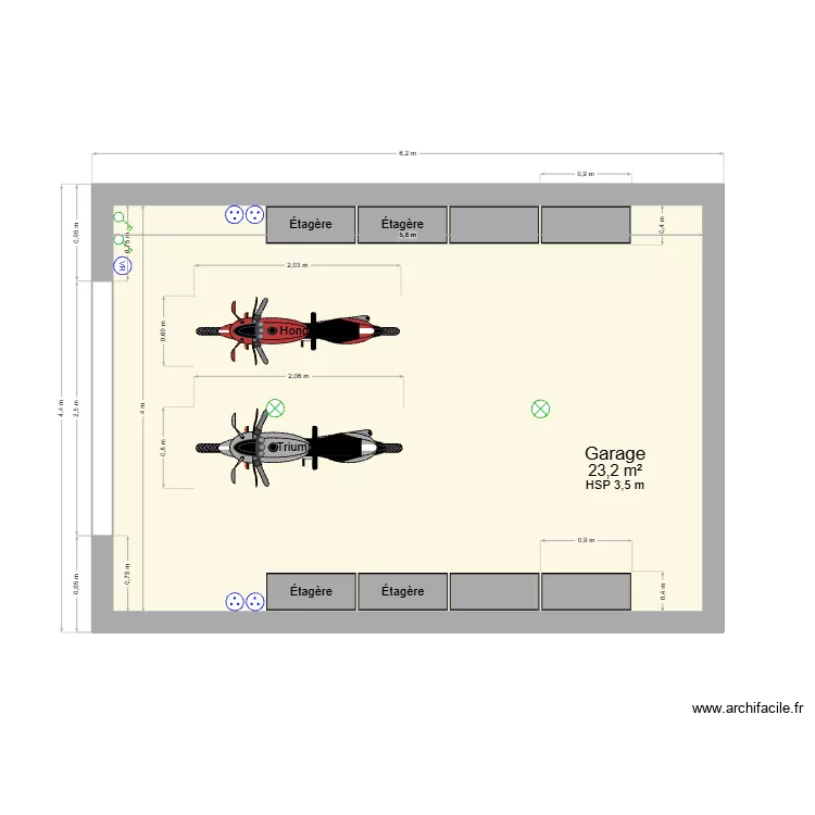 Garage bis. Plan de 1 Pièce et 23 m²