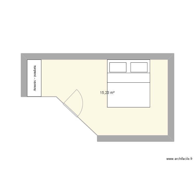 CHAMBRE. Plan de 1 pièce et 15 m2
