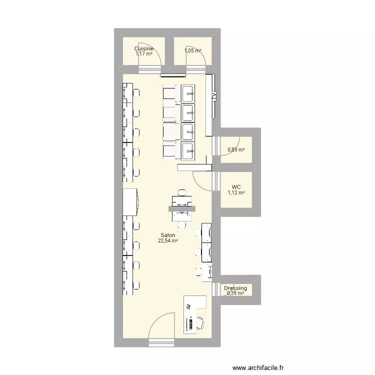 Camille albane. Plan de 6  et 27 m²